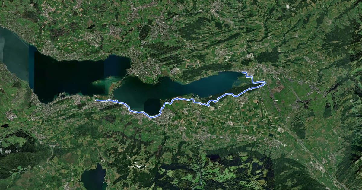 Маршрут Zürichsee Rundweg - Etappe 5 на спутниковом снимке