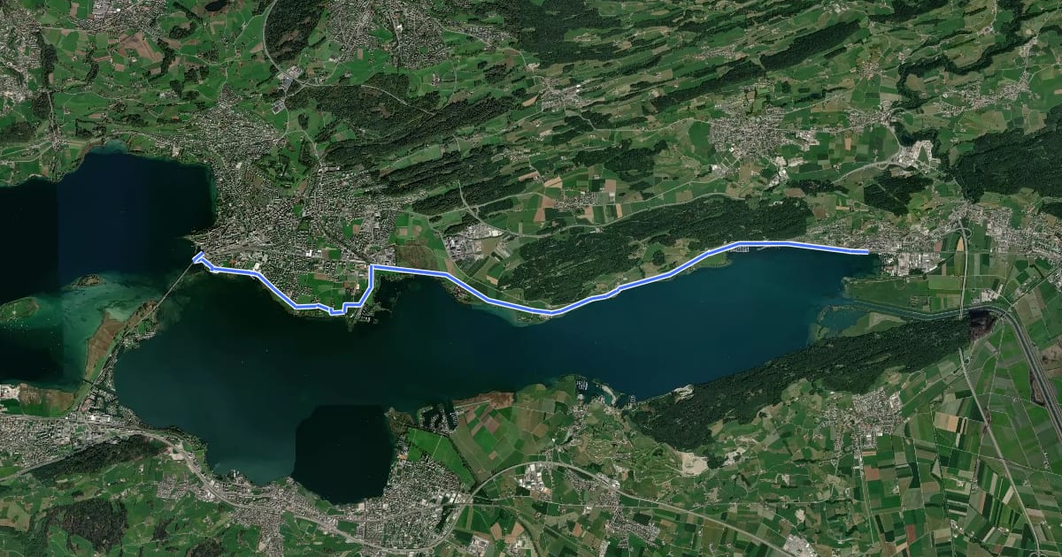 Маршрут Zürichsee Rundweg - Etappe 6 на спутниковом снимке