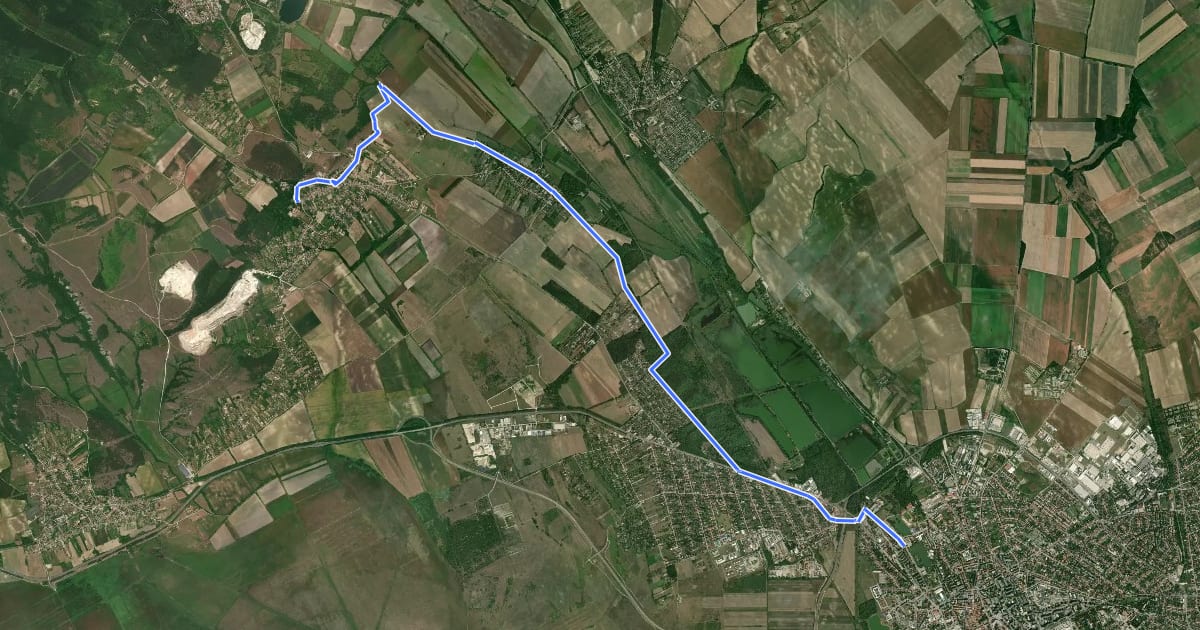 Маршрут Z (Székesfehérvár – Moha – Iszkaszentgyörgy) на спутниковом снимке