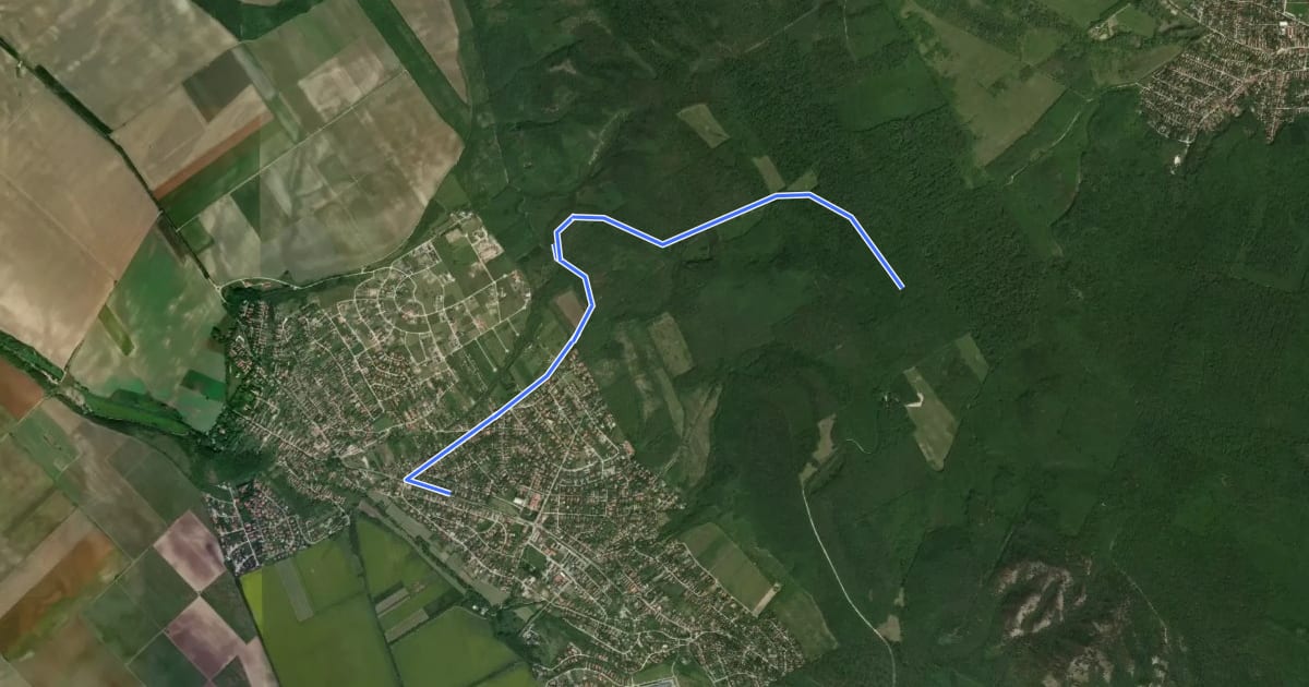 Маршрут Z■ (Széltörés-erdő – Vasvári-erdő – Budajenő, posta aut. m.) на спутниковом снимке