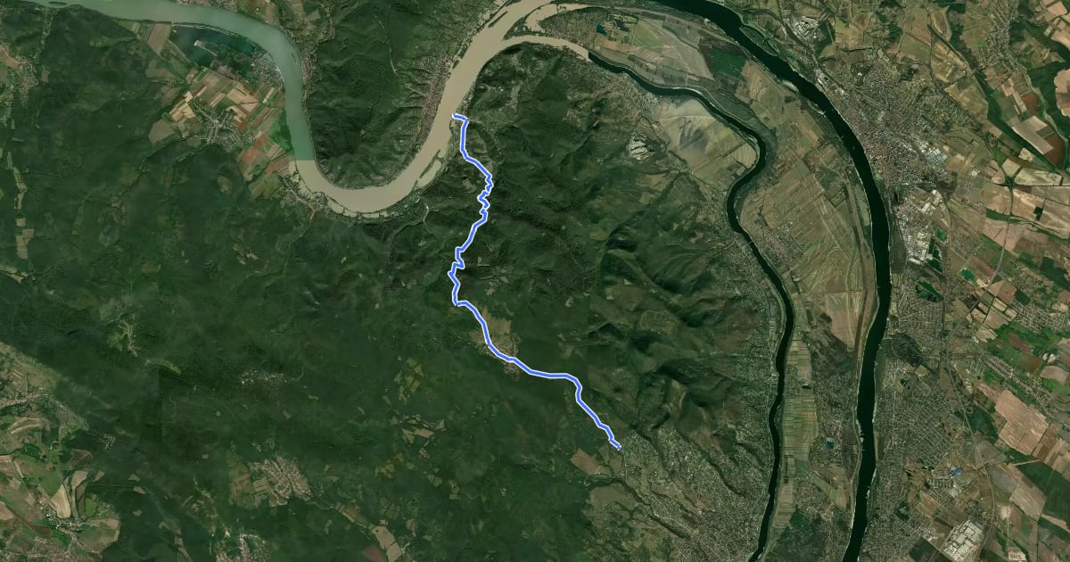 Маршрут Z (Szentendre, Szarvashegytelep aut. m. – Pilisszentlászló – Visegrád) на спутниковом снимке