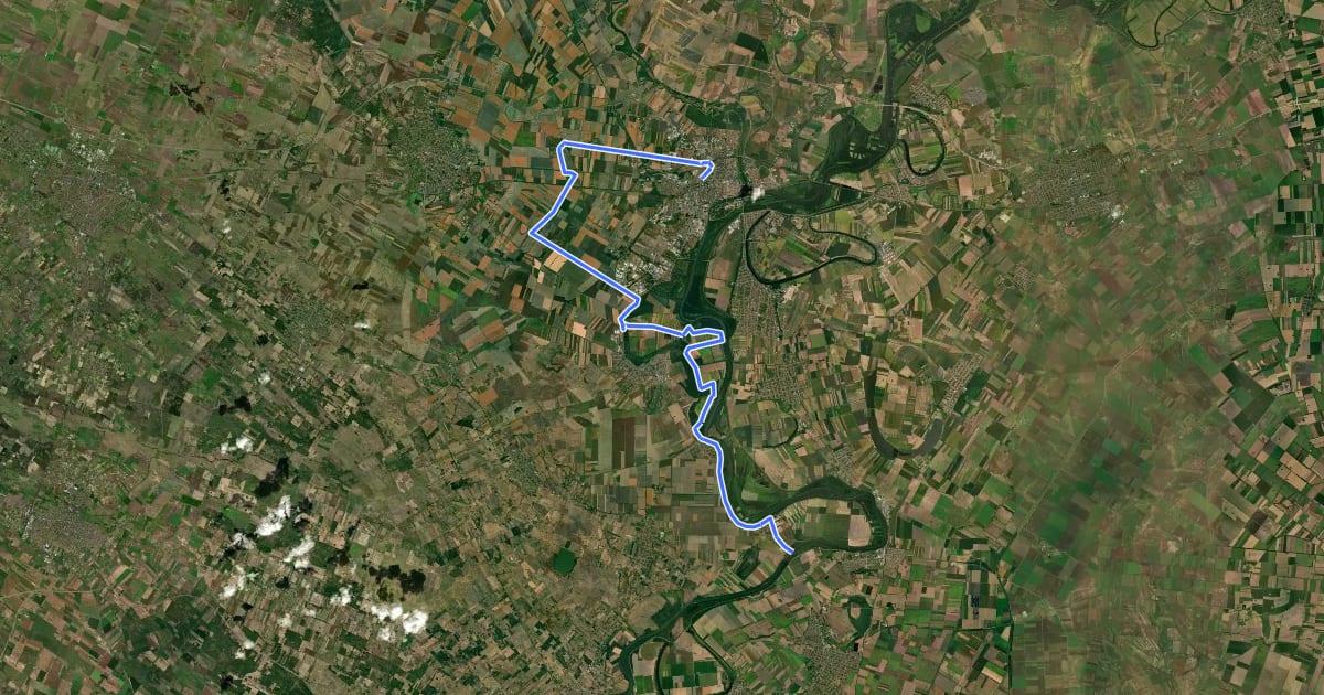 Маршрут Z (Szolnok, vá. – Vezseny) на спутниковом снимке