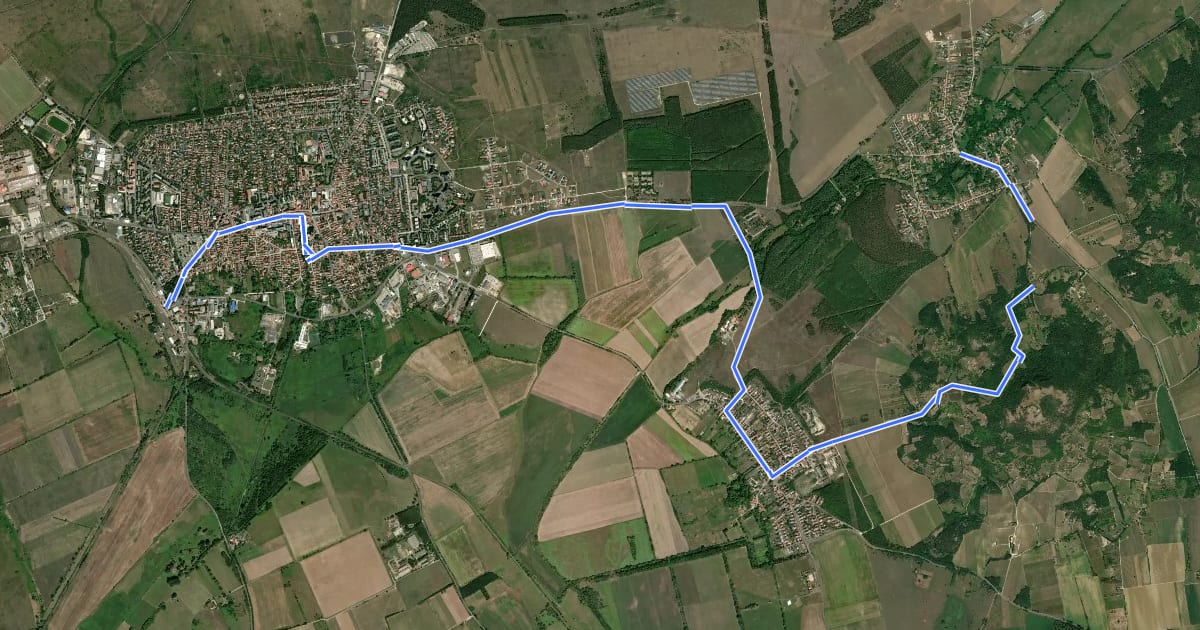 Маршрут Z (Tapolca – Gyulakeszi – Diszel) на спутниковом снимке
