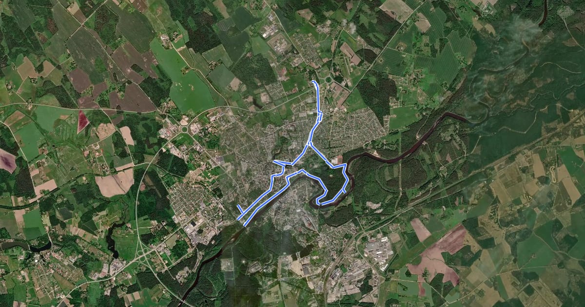 Маршрут Zaļā Valmiera на спутниковом снимке