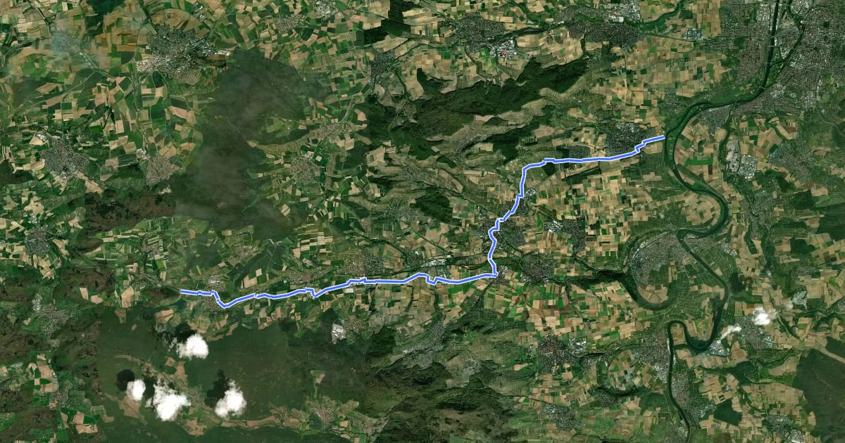 Маршрут Zabergäu Radweg на спутниковом снимке