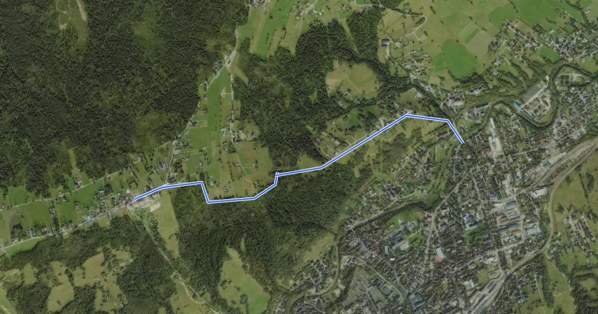 Маршрут Zakopane - Kotelnica - Gubałówka на спутниковом снимке