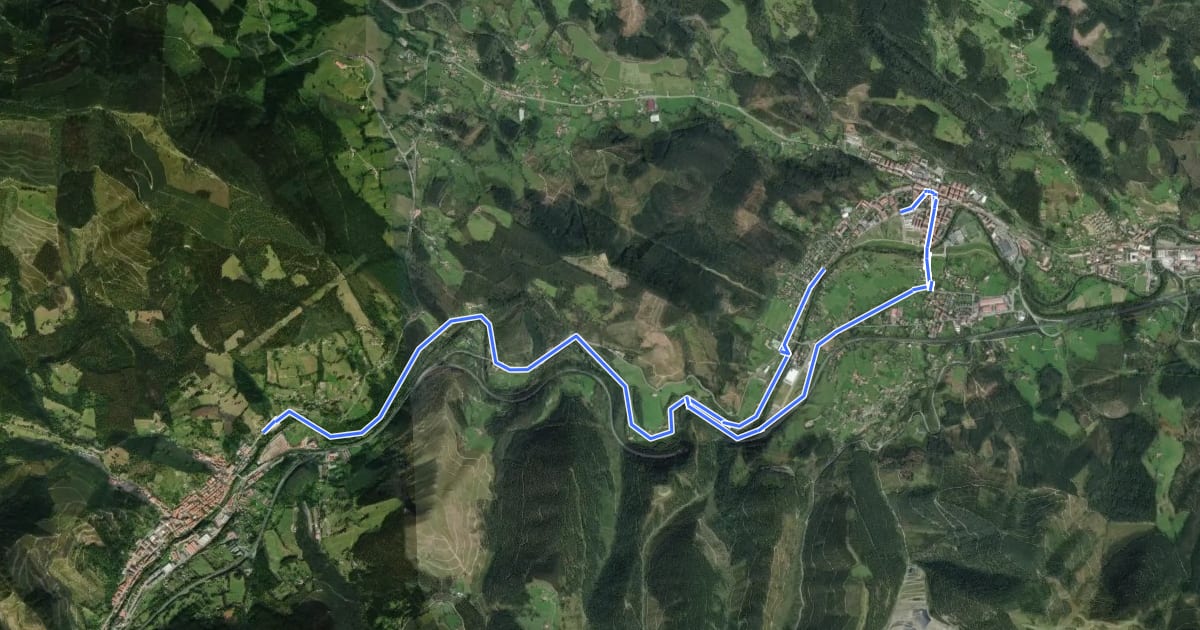 Маршрут Zalla-Balmaseda Bidegorria-Vía Verde de Kadagua на спутниковом снимке
