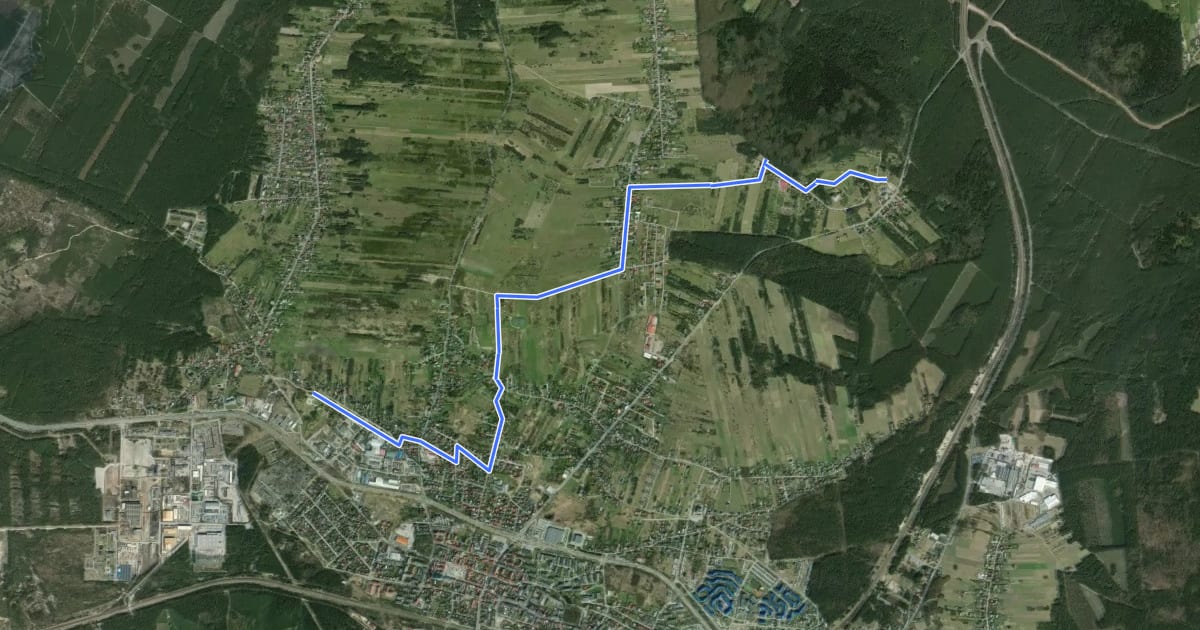 Маршрут Zamek Rabsztyn - Park Rekreacyjno-Krajobrazowy на спутниковом снимке