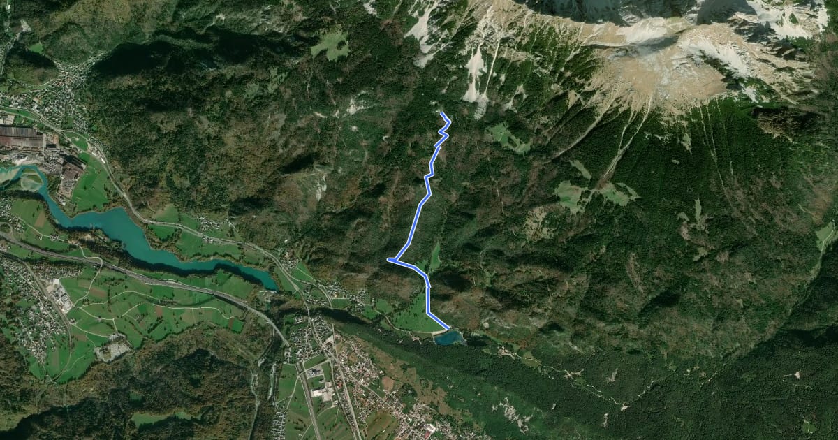 Маршрут Završnica - Valvasorjev dom на спутниковом снимке
