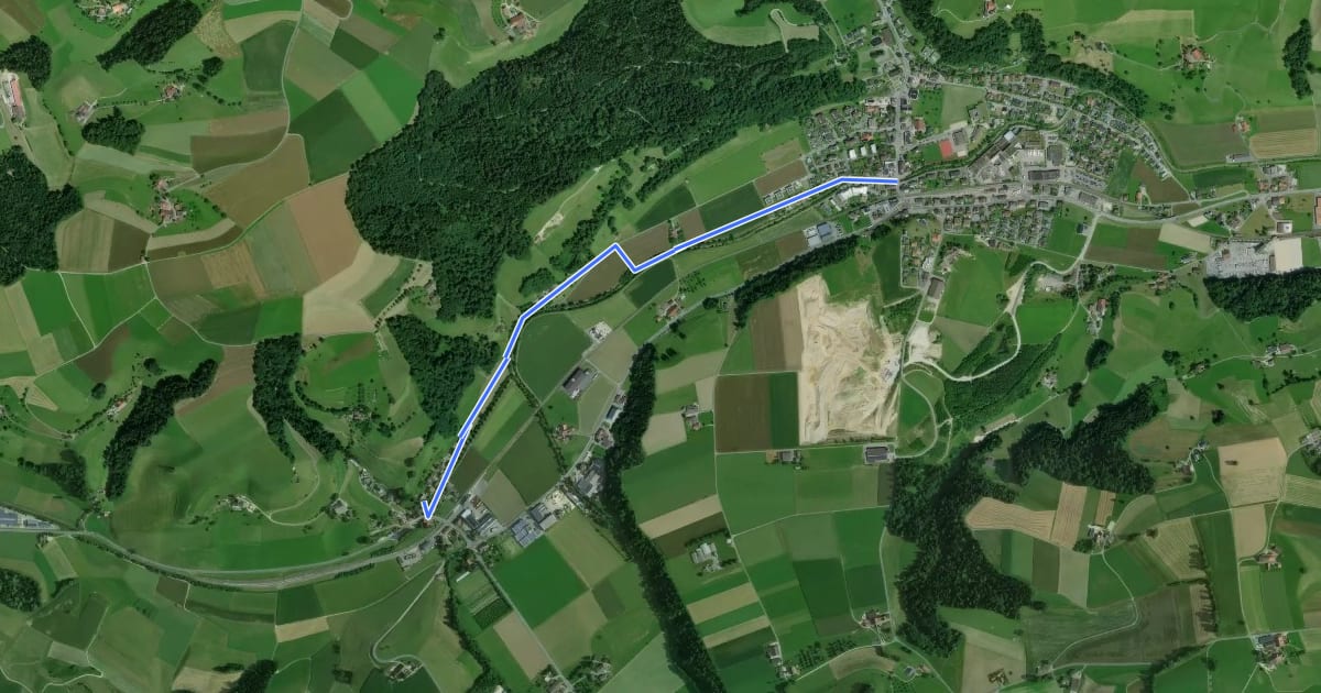 Маршрут Zell - Hüswil на спутниковом снимке