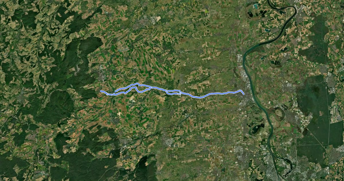 Маршрут Zellertal-Radweg на спутниковом снимке