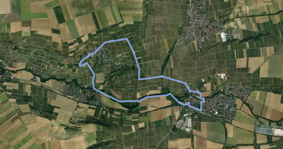 Маршрут Zellertalweg Monsheim на спутниковом снимке
