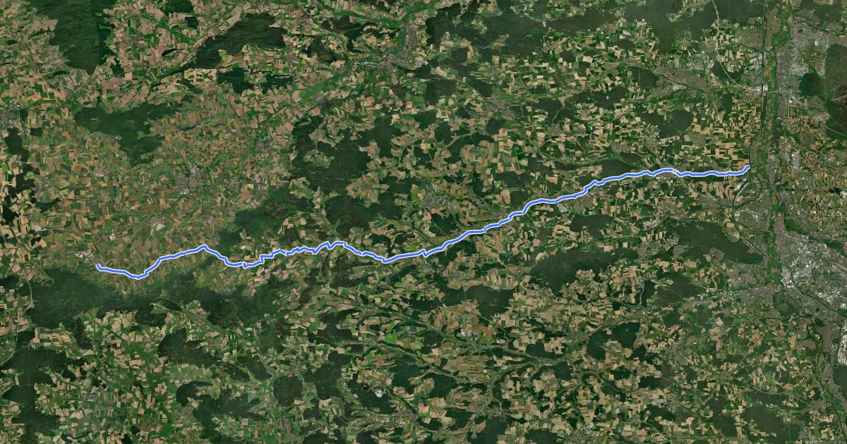 Маршрут Zenntalradweg на спутниковом снимке