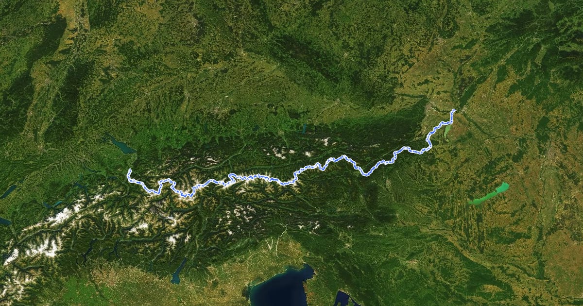 Маршрут Zentralalpenweg 02 на спутниковом снимке