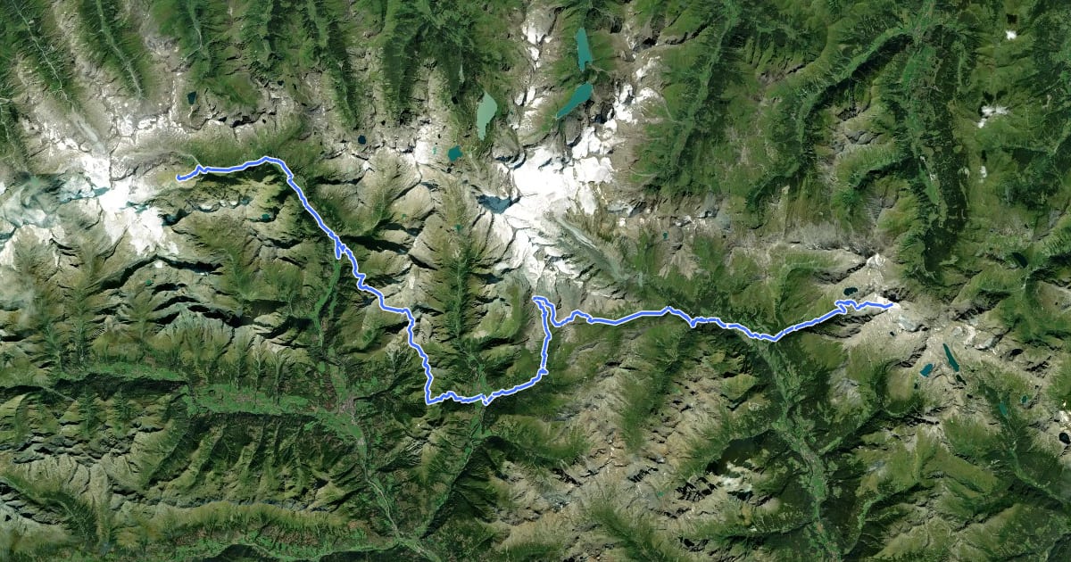 Маршрут Zentralalpenweg 02B на спутниковом снимке