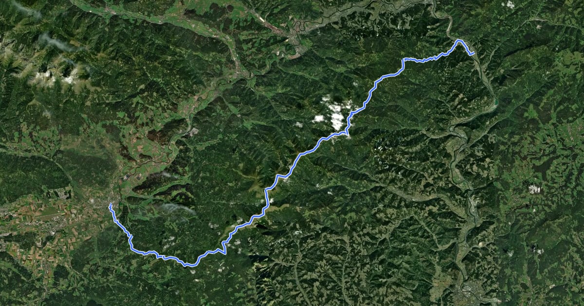 Маршрут Zentralalpenweg 502 на спутниковом снимке