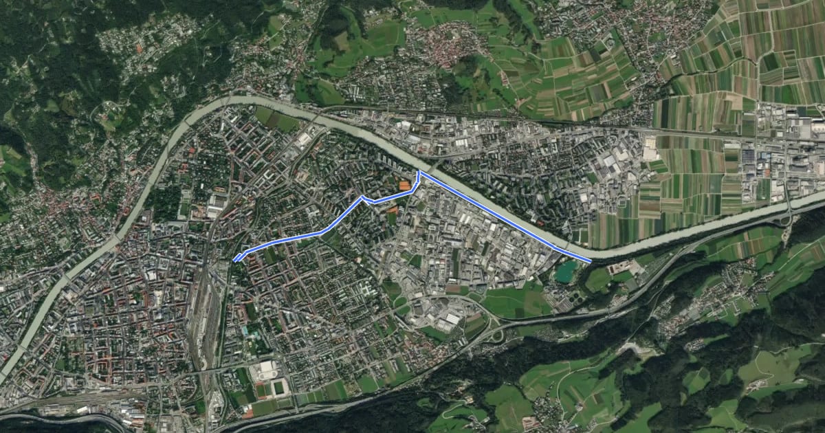 Маршрут Zentrum - Baggersee на спутниковом снимке