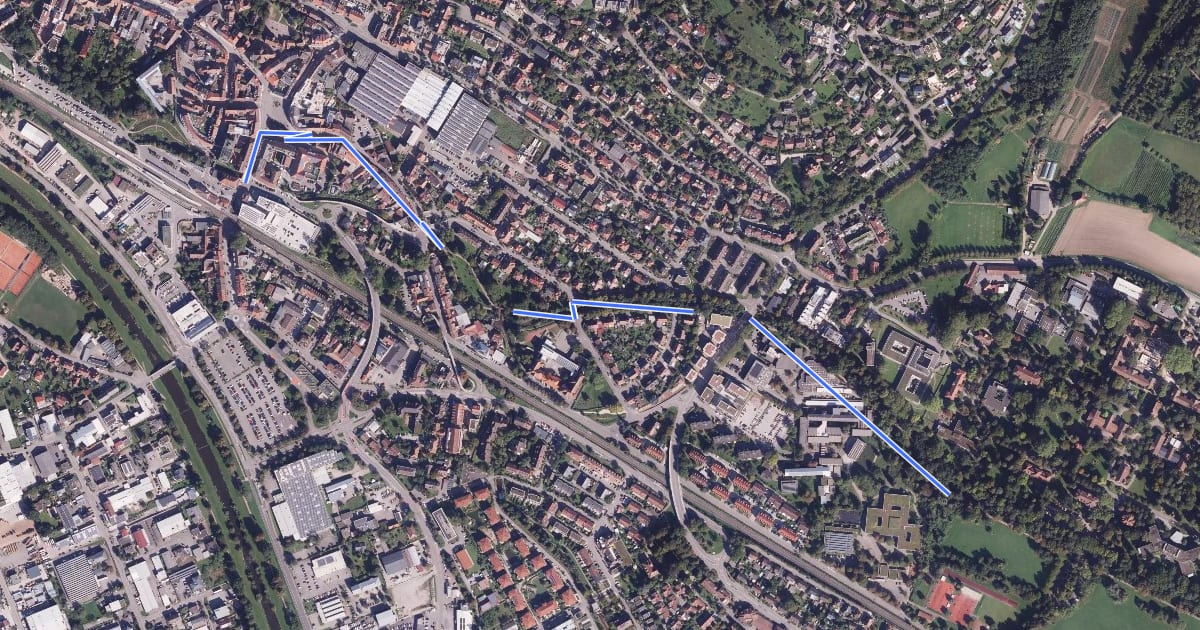 Маршрут Zentrum für Psychatrie - Emmendingen Bahnhof на спутниковом снимке