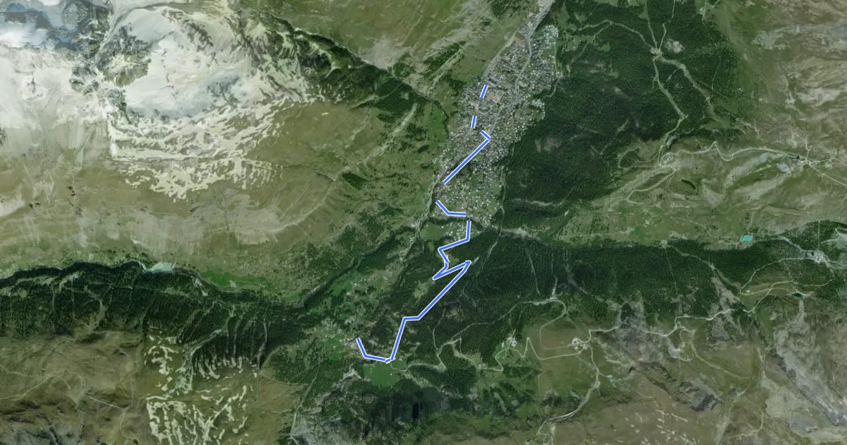 Маршрут Zermatt Furi-Zermatt на спутниковом снимке