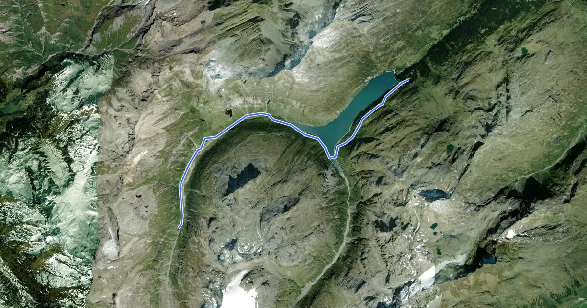 Маршрут Zervreila Läntahütte на спутниковом снимке