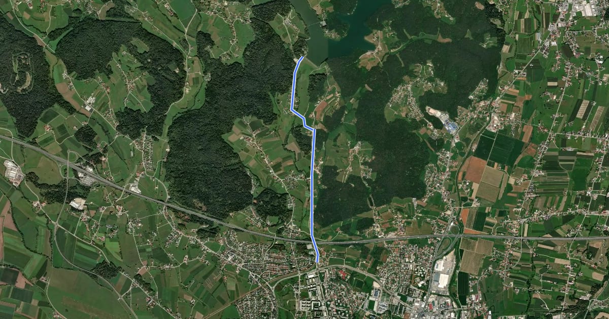 Маршрут Zg. Hudinja - Šmartinsko jezero на спутниковом снимке