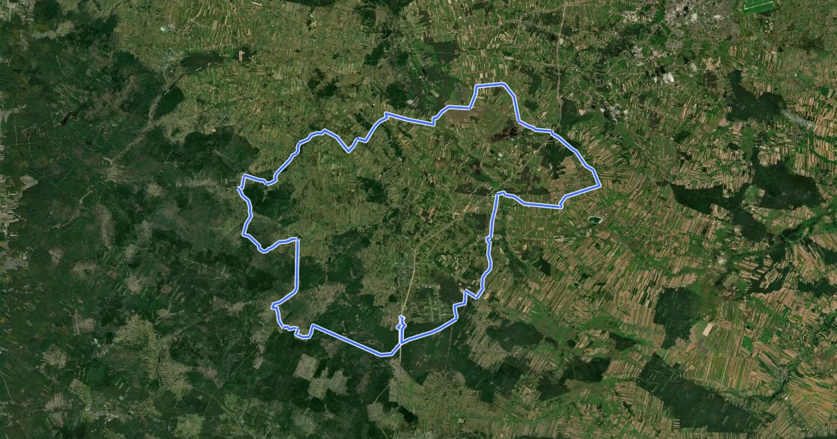 Маршрут "Zielona Pętla" Orońsko - Jastrząb - S7 - Chlewiska - Orońsko на спутниковом снимке