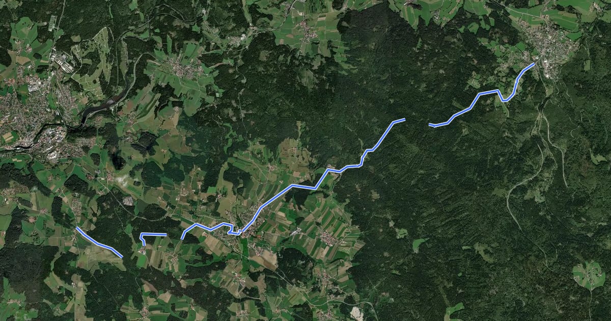 Маршрут Zielwanderweg 2 (Frauenau-Zimmerau-Rinchnach-Kasberg-Falkenstein-Wießenstein) на спутниковом снимке