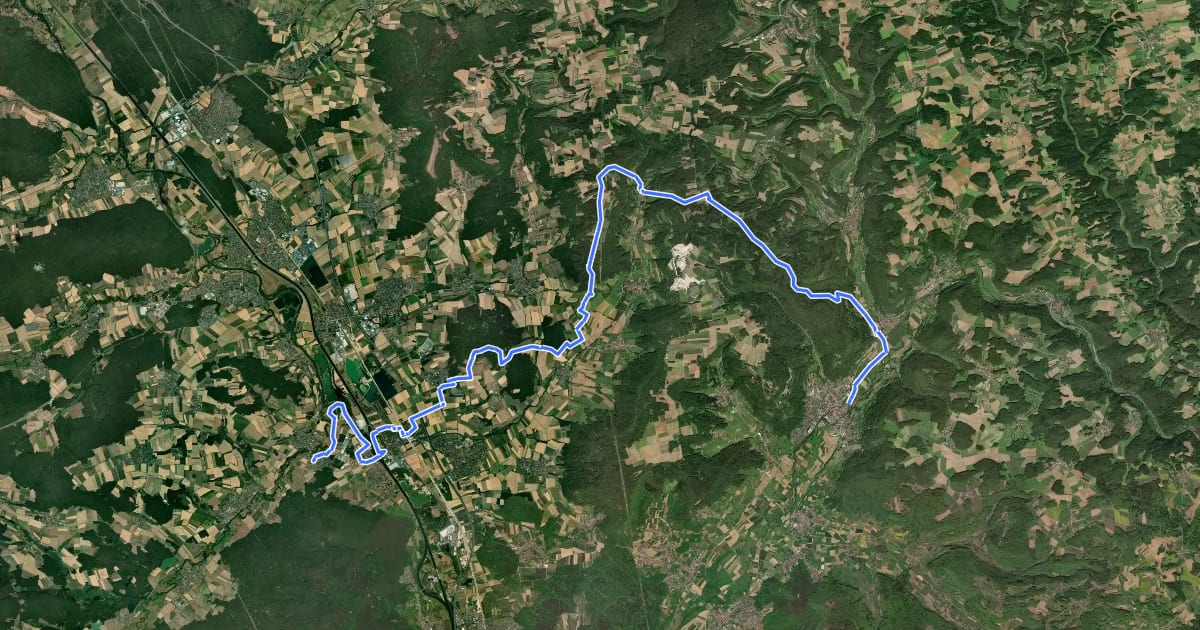 Маршрут Zielwanderweg Ebermannstadt - Neuses на спутниковом снимке