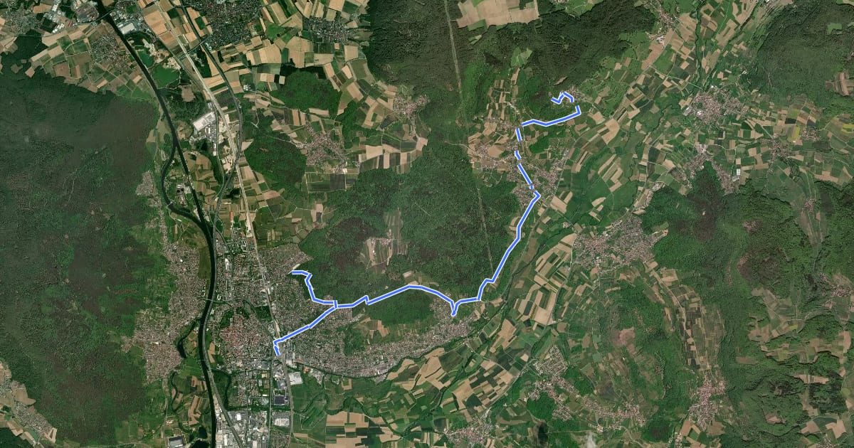 Маршрут Zielwanderweg Forchheim- Reifenberg на спутниковом снимке