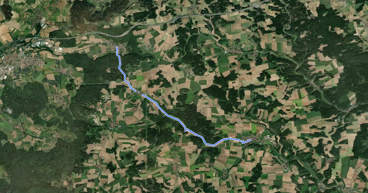 Маршрут Zielwanderweg Würgau - Königsfeld на спутниковом снимке