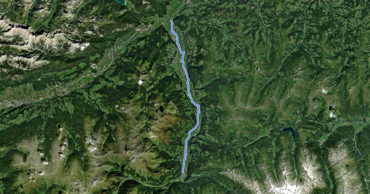 Маршрут Zillertal-Radweg на спутниковом снимке