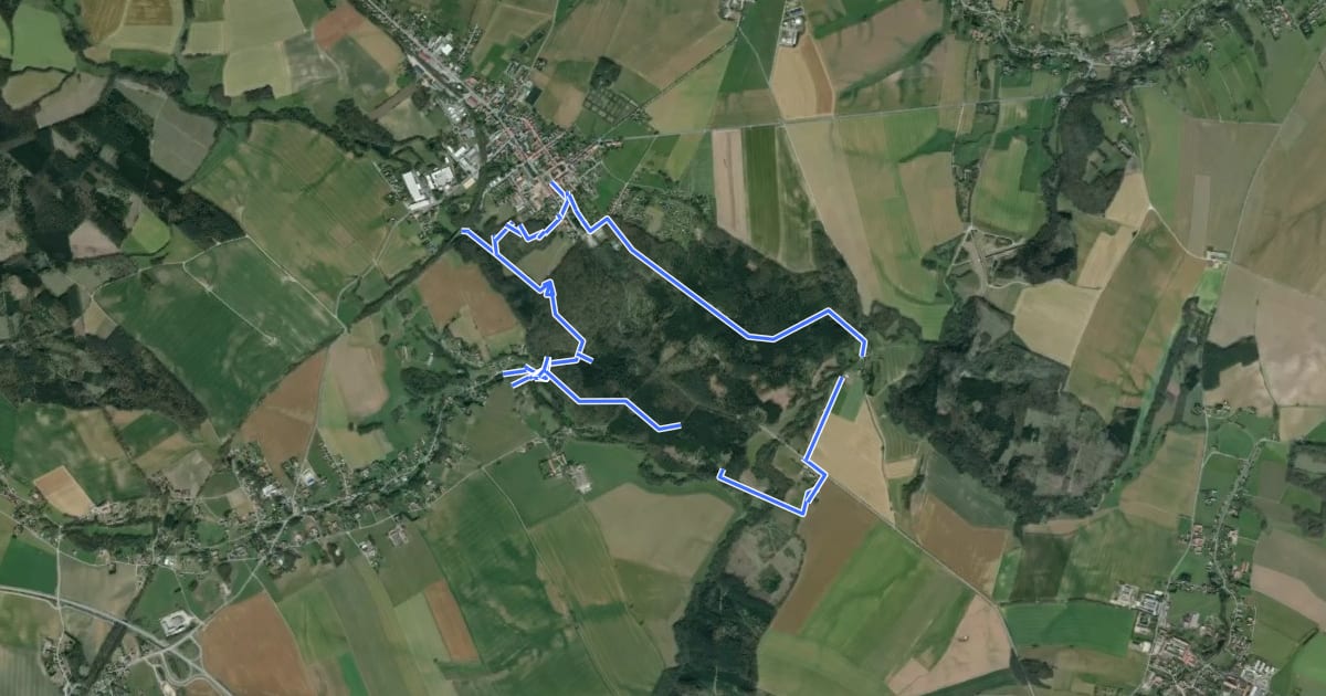 Маршрут Zinzendorf-Lehrpfad (grüner Diagonalstrich) на спутниковом снимке