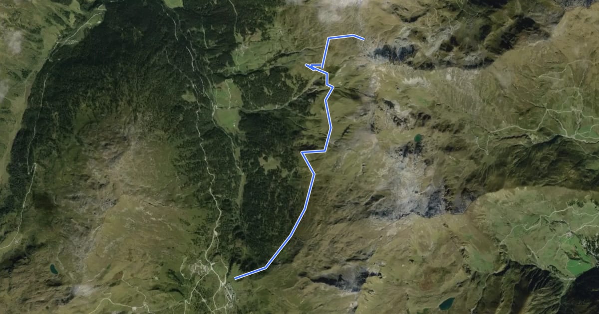 Маршрут Zirbenweg - Krovenzjoch на спутниковом снимке