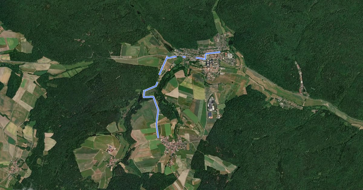 Маршрут Zisterzienserweg на спутниковом снимке