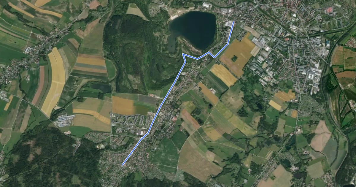 Маршрут Zittau - Vorstadt - Olbersdorf (grüner Punkt) на спутниковом снимке