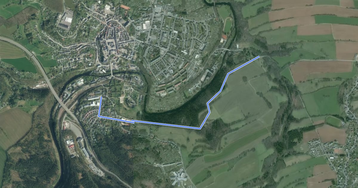 Маршрут Zschopautalradweg Variante Wurzelweg на спутниковом снимке