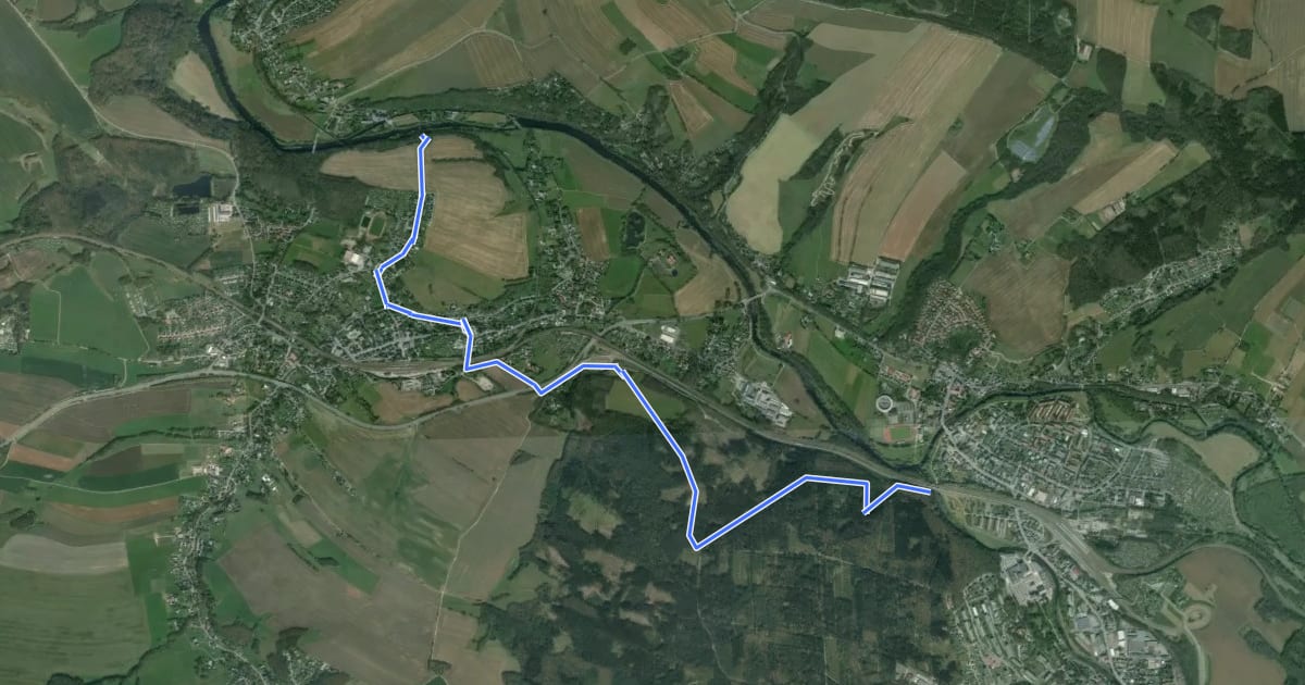 Маршрут Zschopautalweg Route Flöha-Niederwiesa über Struht на спутниковом снимке