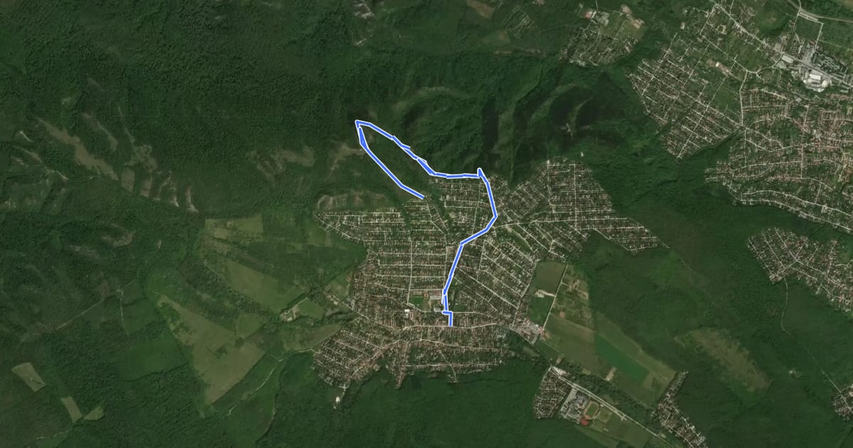Маршрут ZT, Nagy-Szénás tanösvény (Nagykovácsi, Községháza – Felső-Zsíros-hegy, egykori kőfejtő – Nagy-szénási turistaház emlékfal – Szeles utca) на спутниковом снимке