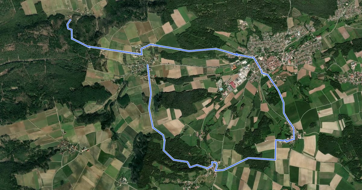 Маршрут Zu den Burgställen auf dem Vorjura на спутниковом снимке