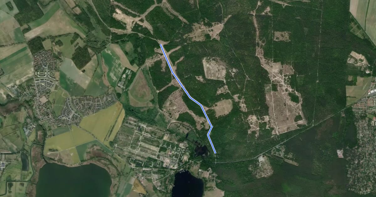 Маршрут Zubringerweg aus Richtung Parkplatz Krampnitz на спутниковом снимке