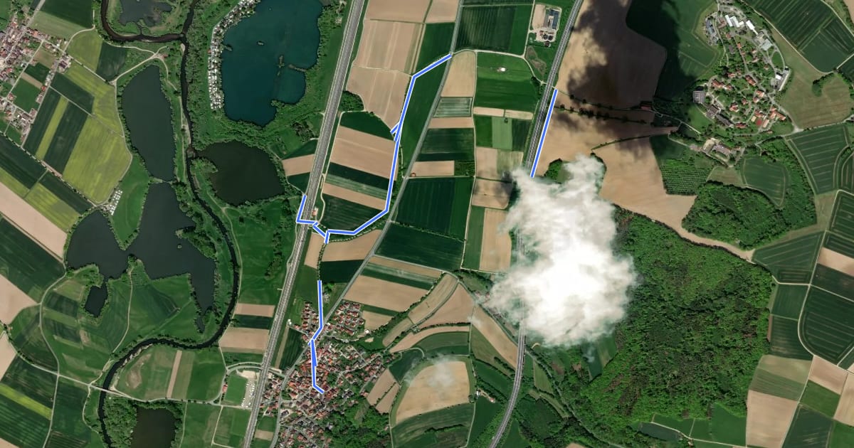 Маршрут Zubringerweg Unterleiterbach - Tafel 0038 на спутниковом снимке