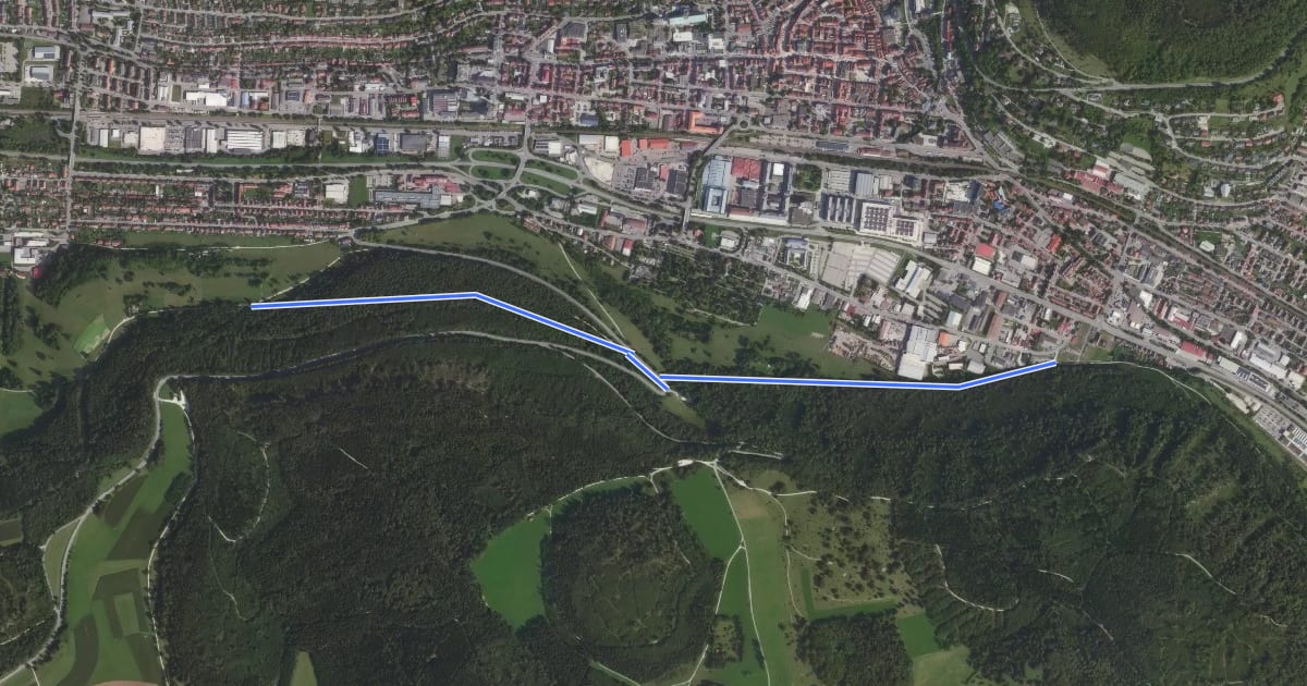 Маршрут Zugangsweg - Ebingen - Weg Nr. 8 - Weg Nr. 1 - E-Werk - Riedhalde - Holzhalde - Weg Nr. 4 на спутниковом снимке