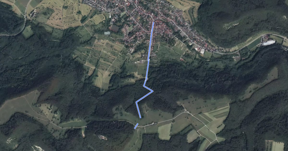 Маршрут Zugangsweg Gönningen Rossberg на спутниковом снимке