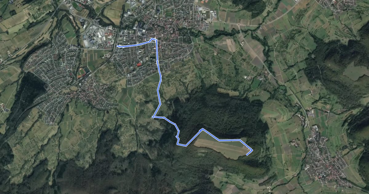 Маршрут Zugangsweg - Mössingen - Weg-4 - Abzweigung von Weg 5 in Mössingen - Farrenberg Bismarckskapf - Abzweigung Ruine Andeck на спутниковом снимке