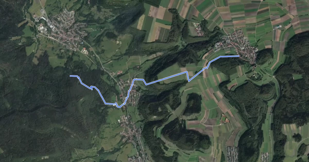 Маршрут Zugangsweg Ringingen - Killer Berg - Killer - Hoher Berg (Himberg) - HW1 на спутниковом снимке