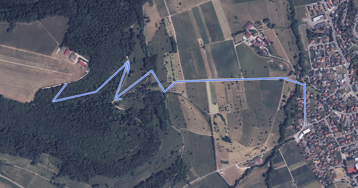 Маршрут Zugangsweg - Talheim - Weg-2 - Hochfläche Farrenberg - Talheim - bis zum HW1 на спутниковом снимке