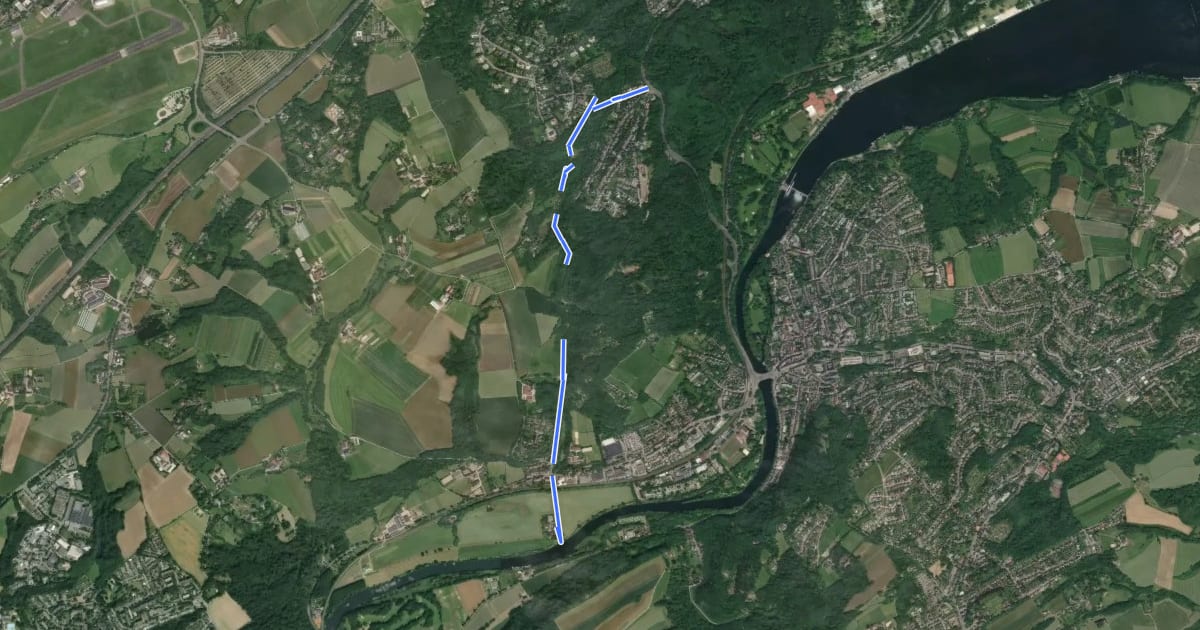 Маршрут Zugangsweg zum Ruhrtal на спутниковом снимке
