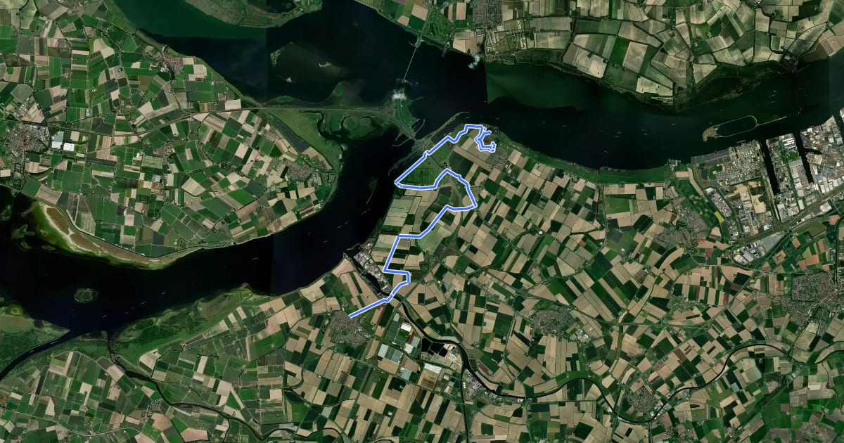 Маршрут Zuiderwaterlinie etappe 3: Dinteloord - Willemstad на спутниковом снимке