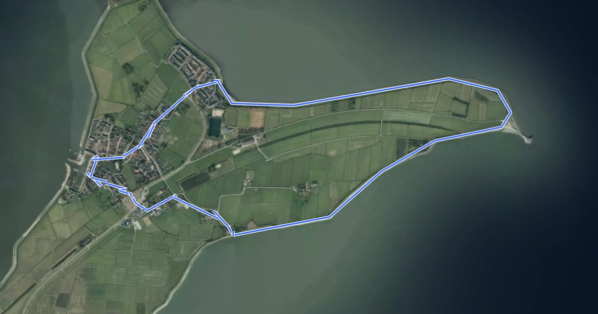 Маршрут Zuiderzeepad - A - Dagwandeling Marken на спутниковом снимке