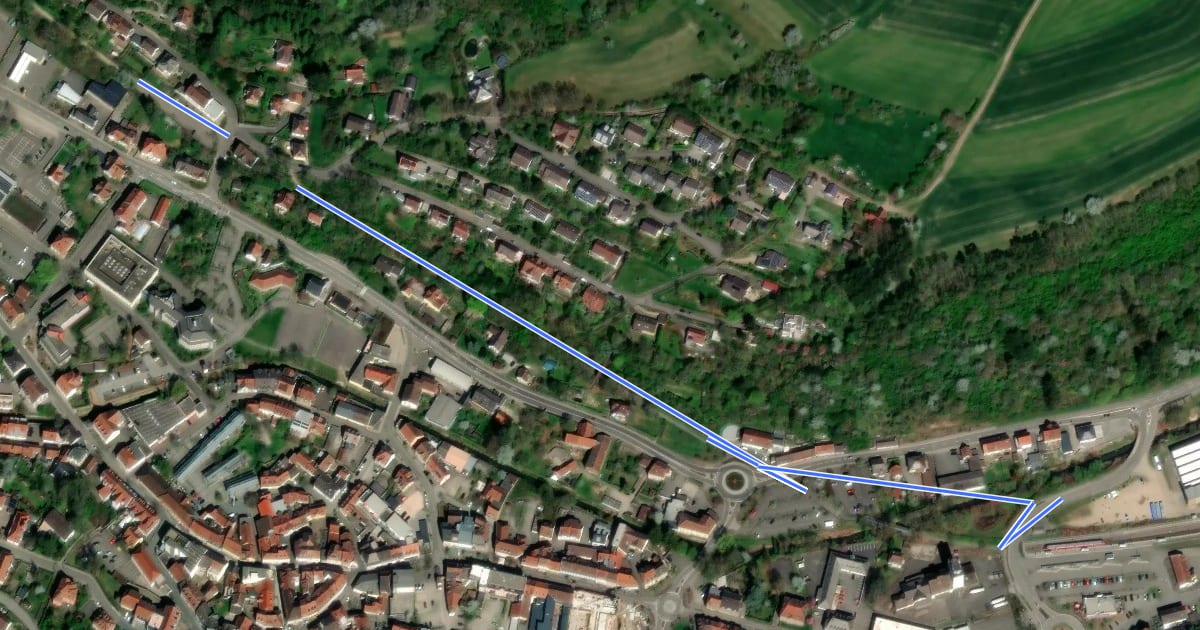 Маршрут Zuwegung Veldenz Wanderweg на спутниковом снимке